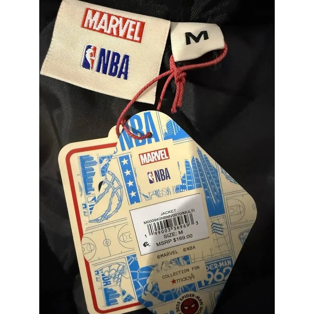 NWT Marvel NBA Spider-Man Starter Jacket Coat Vest Exclusive Zip-Off Sleeves M